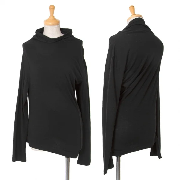【SALE】ローブドシャンブル コムデギャルソンrobe de chambre COMME des GARCONS サイドテープ斜行ハイネックストレッチカットソー 黒S位 K-69412_001