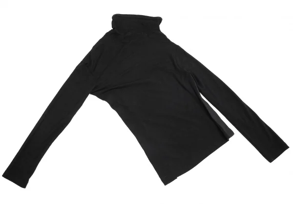 【SALE】ローブドシャンブル コムデギャルソンrobe de chambre COMME des GARCONS サイドテープ斜行ハイネックストレッチカットソー 黒S位 K-69412_010