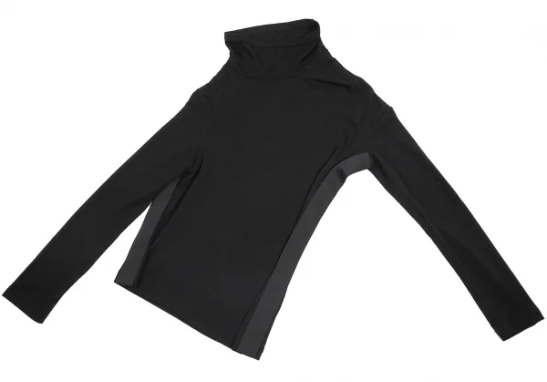 【SALE】ローブドシャンブル コムデギャルソンrobe de chambre COMME des GARCONS サイドテープ斜行ハイネックストレッチカットソー 黒S位 K-69412_002