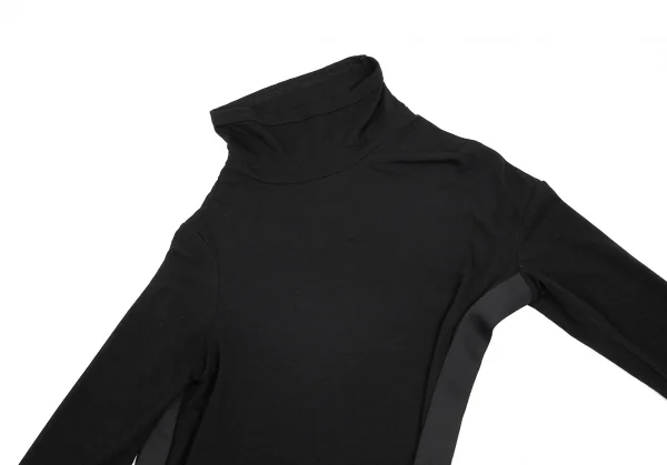 【SALE】ローブドシャンブル コムデギャルソンrobe de chambre COMME des GARCONS サイドテープ斜行ハイネックストレッチカットソー 黒S位 K-69412_003