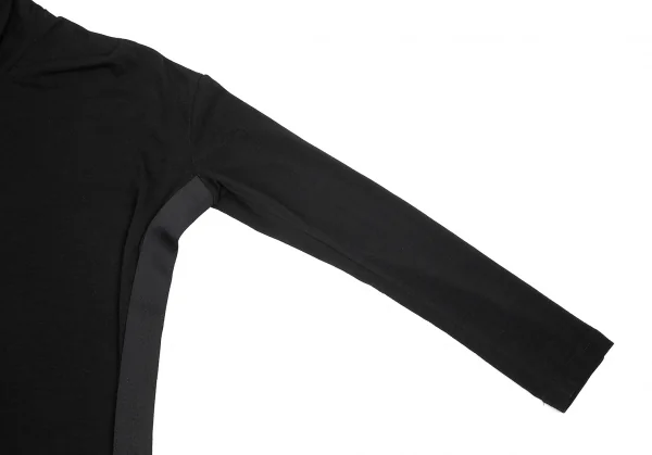 【SALE】ローブドシャンブル コムデギャルソンrobe de chambre COMME des GARCONS サイドテープ斜行ハイネックストレッチカットソー 黒S位 K-69412_005