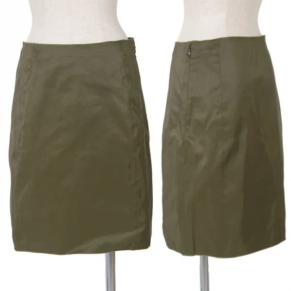 【SALE】ジルサンダーネイビーJIL SANDER NAVY ポリシルク光沢スカート カーキ34 K-69464_001