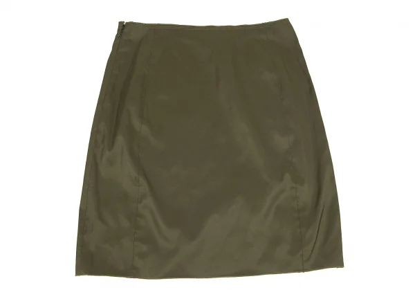 【SALE】ジルサンダーネイビーJIL SANDER NAVY ポリシルク光沢スカート カーキ34 K-69464_010