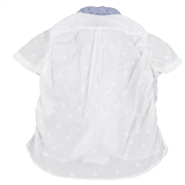 【SALE】トリコ コムデギャルソンtricot COMME des GARCONS刺繍シースルー半袖ブラウス 白M K-69523_011