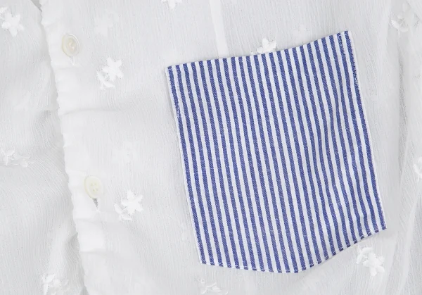 【SALE】トリコ コムデギャルソンtricot COMME des GARCONS刺繍シースルー半袖ブラウス 白M K-69523_005