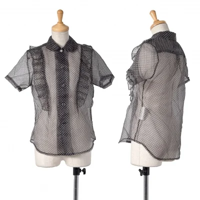 ブラック コムデギャルソンBLACK COMME des GARCONS フリルドットシースルー半袖ブラウス