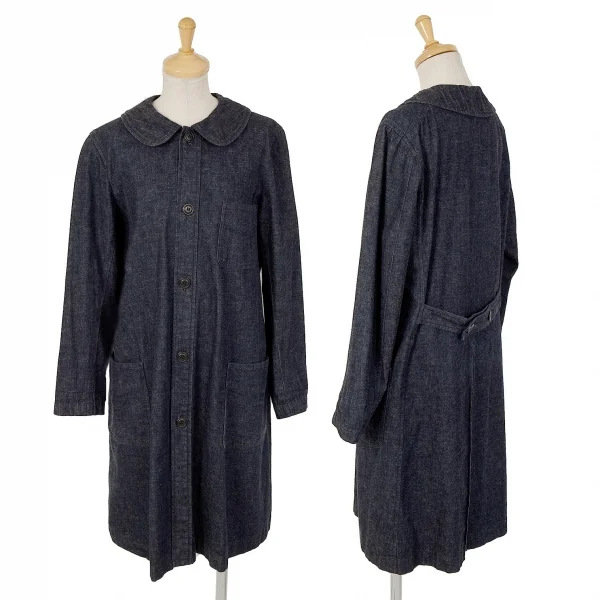 【SALE】コムコム コムデギャルソンCOMME des GARCONS 丸襟デニムロングコート 紺XS K-69563_001