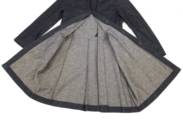 【SALE】コムコム コムデギャルソンCOMME des GARCONS 丸襟デニムロングコート 紺XS K-69563_011