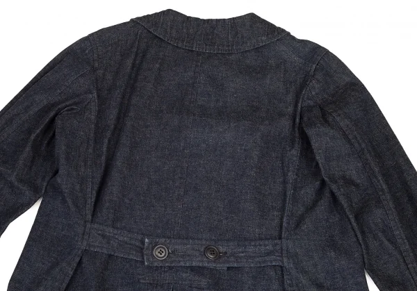 【SALE】コムコム コムデギャルソンCOMME des GARCONS 丸襟デニムロングコート 紺XS K-69563_013