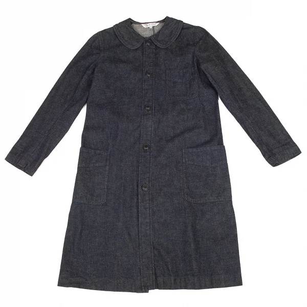 【SALE】コムコム コムデギャルソンCOMME des GARCONS 丸襟デニムロングコート 紺XS K-69563_002