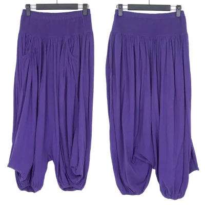 イッセイミヤケ ミーISSEY MIYAKE me ウエスト切替ワイドペンギンサルエルパンツ 紫