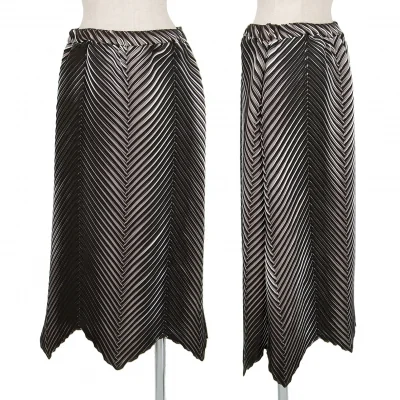 イッセイミヤケISSEY MIYAKE バイアス切替デザインスカート 黒白ベージュ