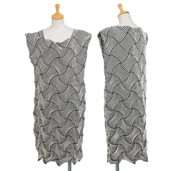 ISSEY MIYAKE Emboss Design Sleeveless Dress Beige S-M K-70073_001