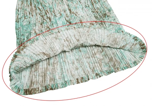 【SALE】イッセイミヤケISSEY MIYAKE シワプリーツペイント５分袖ワンピース 茶青2 K-70084_010