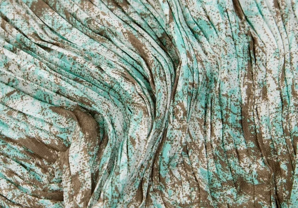 【SALE】イッセイミヤケISSEY MIYAKE ペイント柄ドルマンスリーブワイドトップス 茶青2 K-70086_014