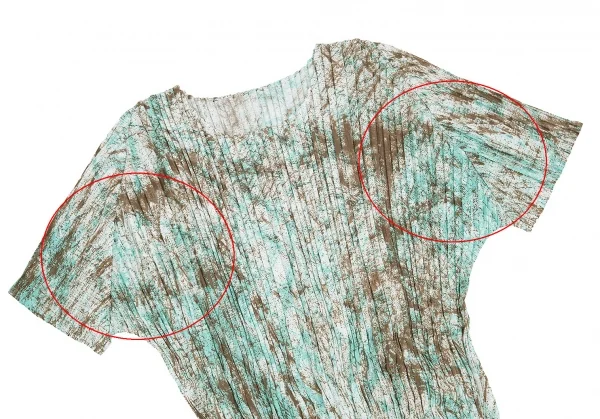 【SALE】イッセイミヤケISSEY MIYAKE ペイント柄ドルマンスリーブワイドトップス 茶青2 K-70086_003