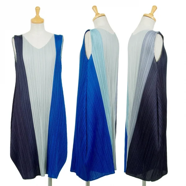 プリーツプリーズPLEATS PLEASE 配色バルーンワンピース