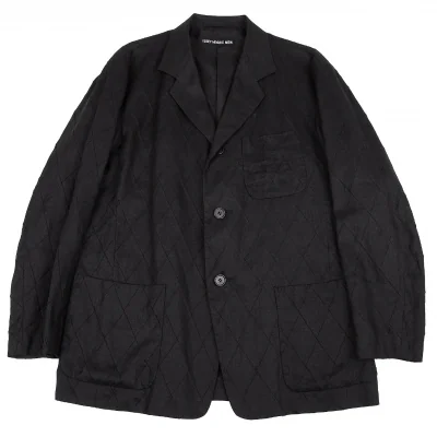 イッセイミヤケ メンISSEY MIYAKE MEN ダイヤ切替デザイン3Bリネンジャケット 黒