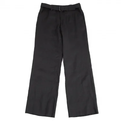 イッセイミヤケ メンISSEY MIYAKE MEN ベルト付きリネンパンツ 黒