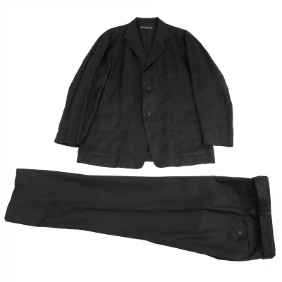 イッセイミヤケ メンISSEY MIYAKE MEN ダイヤ切替デザインリネンセットアップスーツ 黒