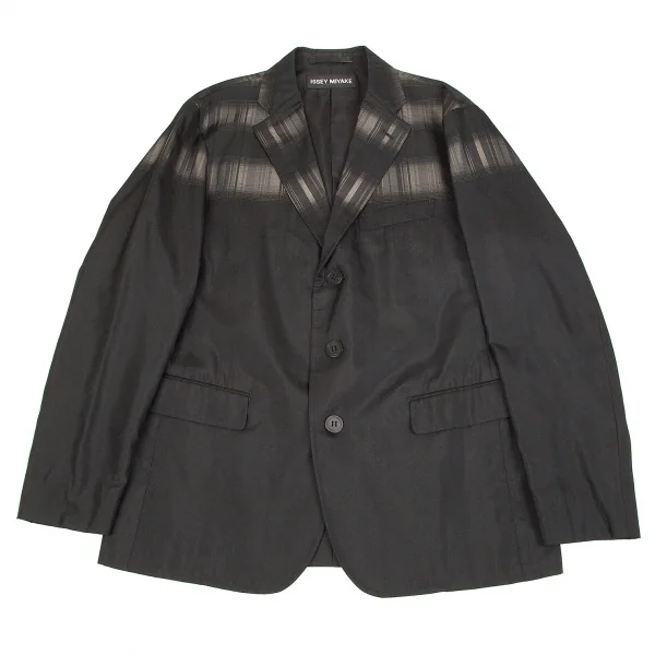 【SALE】イッセイミヤケ メン エーポックISSEY MIYAKE MEN A-POC グラデーションチェック３Bポリシルクジャケット 黒2 K-70196_001