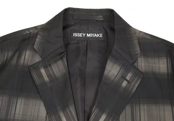 【SALE】イッセイミヤケ メン エーポックISSEY MIYAKE MEN A-POC グラデーションチェック３Bポリシルクジャケット 黒2 K-70196_003