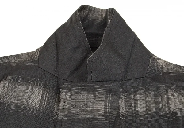 【SALE】イッセイミヤケ メン エーポックISSEY MIYAKE MEN A-POC グラデーションチェック３Bポリシルクジャケット 黒2 K-70196_004