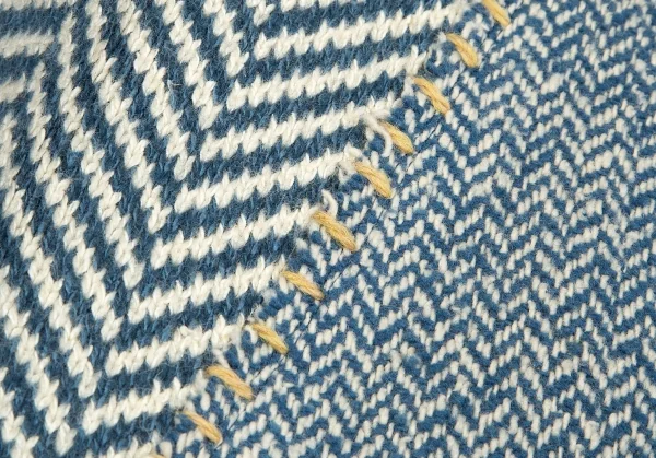 【SALE】イッセイミヤケ ISSEY MIYAKE ツィードステッチヘリンボーンショールカラージャケット 青2 K-70197_005