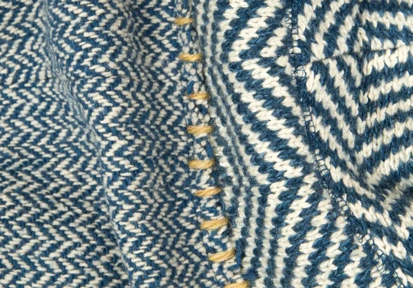 【SALE】イッセイミヤケ ISSEY MIYAKE ツィードステッチヘリンボーンショールカラージャケット 青2 K-70197_016