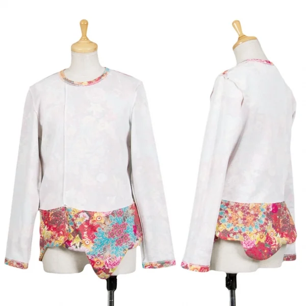 【SALE】コムデギャルソンCOMME des GARCONS フラワープリントインサイドアウト切替カットソー 白赤マルチS位 K-70209_001