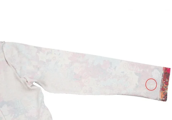 【SALE】コムデギャルソンCOMME des GARCONS フラワープリントインサイドアウト切替カットソー 白赤マルチS位 K-70209_013