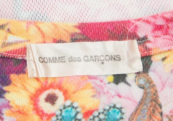 【SALE】コムデギャルソンCOMME des GARCONS フラワープリントインサイドアウト切替カットソー 白赤マルチS位 K-70209_019