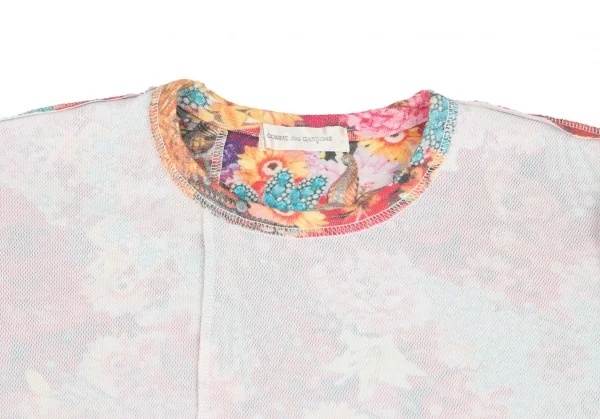 【SALE】コムデギャルソンCOMME des GARCONS フラワープリントインサイドアウト切替カットソー 白赤マルチS位 K-70209_003