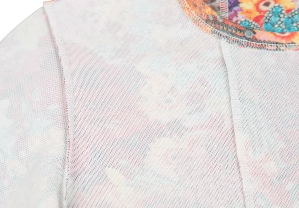 【SALE】コムデギャルソンCOMME des GARCONS フラワープリントインサイドアウト切替カットソー 白赤マルチS位 K-70209_004