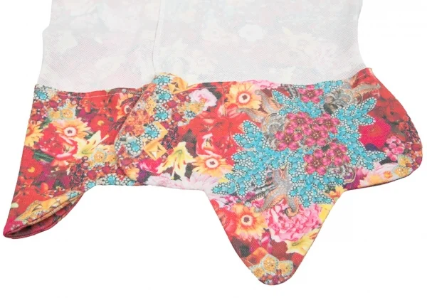 【SALE】コムデギャルソンCOMME des GARCONS フラワープリントインサイドアウト切替カットソー 白赤マルチS位 K-70209_007