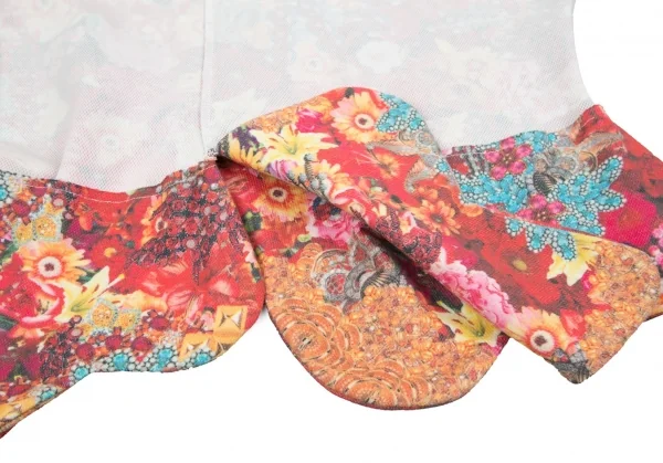 【SALE】コムデギャルソンCOMME des GARCONS フラワープリントインサイドアウト切替カットソー 白赤マルチS位 K-70209_008