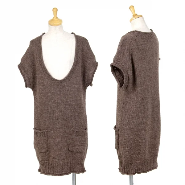 【SALE】リミフゥLIMI feu ウールローゲージニットチュニック 茶S K-70220_001