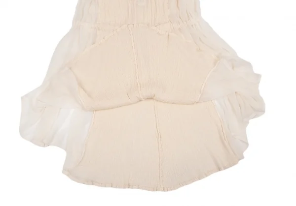 【SALE】イッセイミヤケISSEY MIYAKE me シースルー切り替えスカート オフホワイトL位 K-70250_007