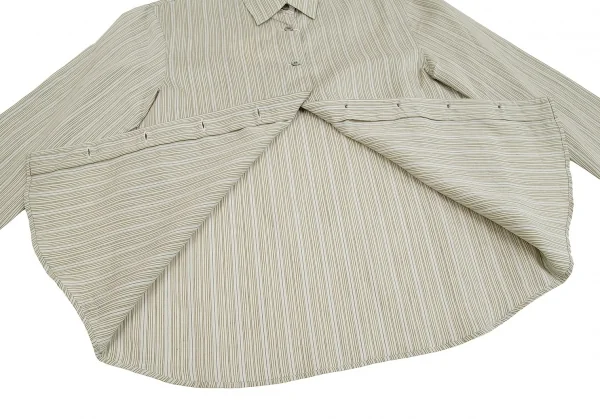新品!【SALE】マドモアゼルノンノンMademoiselle NON NON混紡ストライプ七分袖シャツ ライトグリーンM K-70263_010