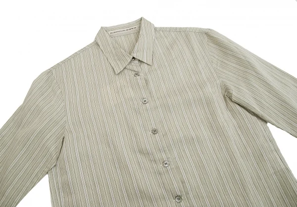 新品!【SALE】マドモアゼルノンノンMademoiselle NON NON混紡ストライプ七分袖シャツ ライトグリーンM K-70263_003