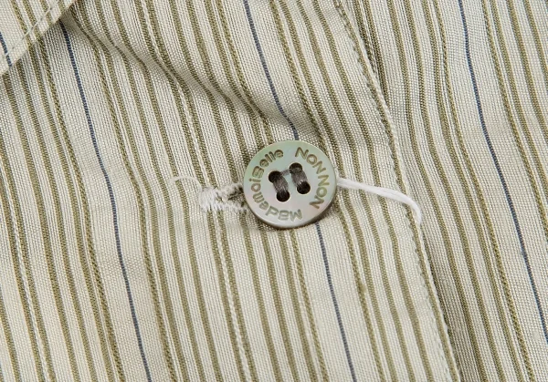 新品!【SALE】マドモアゼルノンノンMademoiselle NON NON混紡ストライプ七分袖シャツ ライトグリーンM K-70263_005