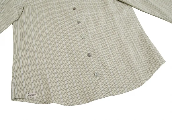 新品!【SALE】マドモアゼルノンノンMademoiselle NON NON混紡ストライプ七分袖シャツ ライトグリーンM K-70263_008
