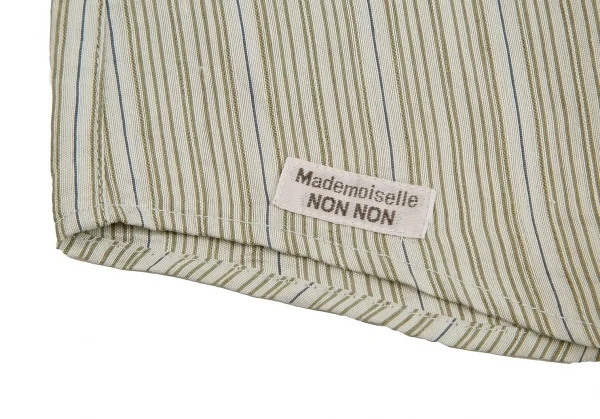 新品!【SALE】マドモアゼルノンノンMademoiselle NON NON混紡ストライプ七分袖シャツ ライトグリーンM K-70263_009