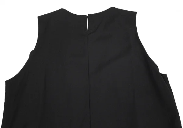 【SALE】ワイズY's ウールギャバフロントレイヤードデザインノースリーブ 黒2 K-70317_010