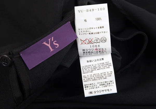 【SALE】ワイズY's ウールギャバフロントレイヤードデザインノースリーブ 黒2 K-70317_014