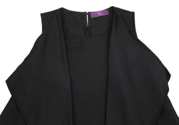 【SALE】ワイズY's ウールギャバフロントレイヤードデザインノースリーブ 黒2 K-70317_003