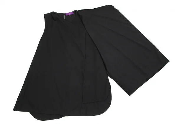 【SALE】ワイズY's ウールギャバフロントレイヤードデザインノースリーブ 黒2 K-70317_005