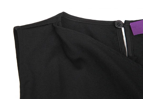 【SALE】ワイズY's ウールギャバフロントレイヤードデザインノースリーブ 黒2 K-70317_006