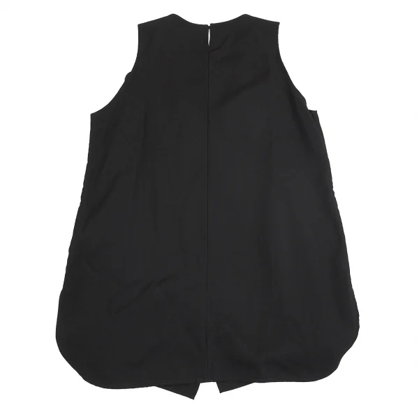 【SALE】ワイズY's ウールギャバフロントレイヤードデザインノースリーブ 黒2 K-70317_009