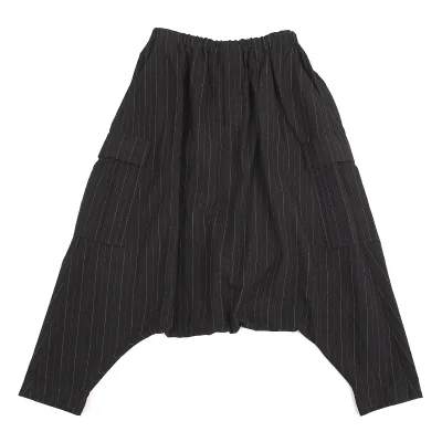 【SALE】レギュレーション ヨウジヤマモトREGULATION yohji yamamoto コットンストライプカーゴポケットペンギンサルエルパンツ 黒白